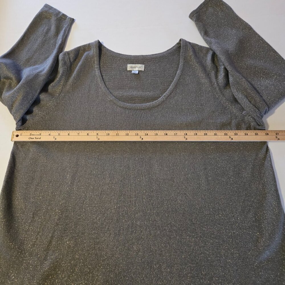 Avenue Gray Grey Long Sleeve Scoop Neck Metallic Sweater Plus Sz 22/24 - Picture 8 of 14